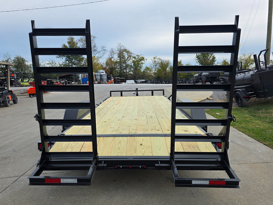 7X20 Equipment Trailer (2) 6000lb Axles with Stand-Up Ramps 12K GVWR Rear Ramps Up
