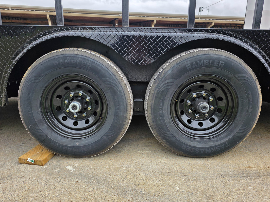 8.5x24 White Hybrid Trailer w/ Roof Covered Rear Deck 9' Interior (2) 7,000lb Axles Tires