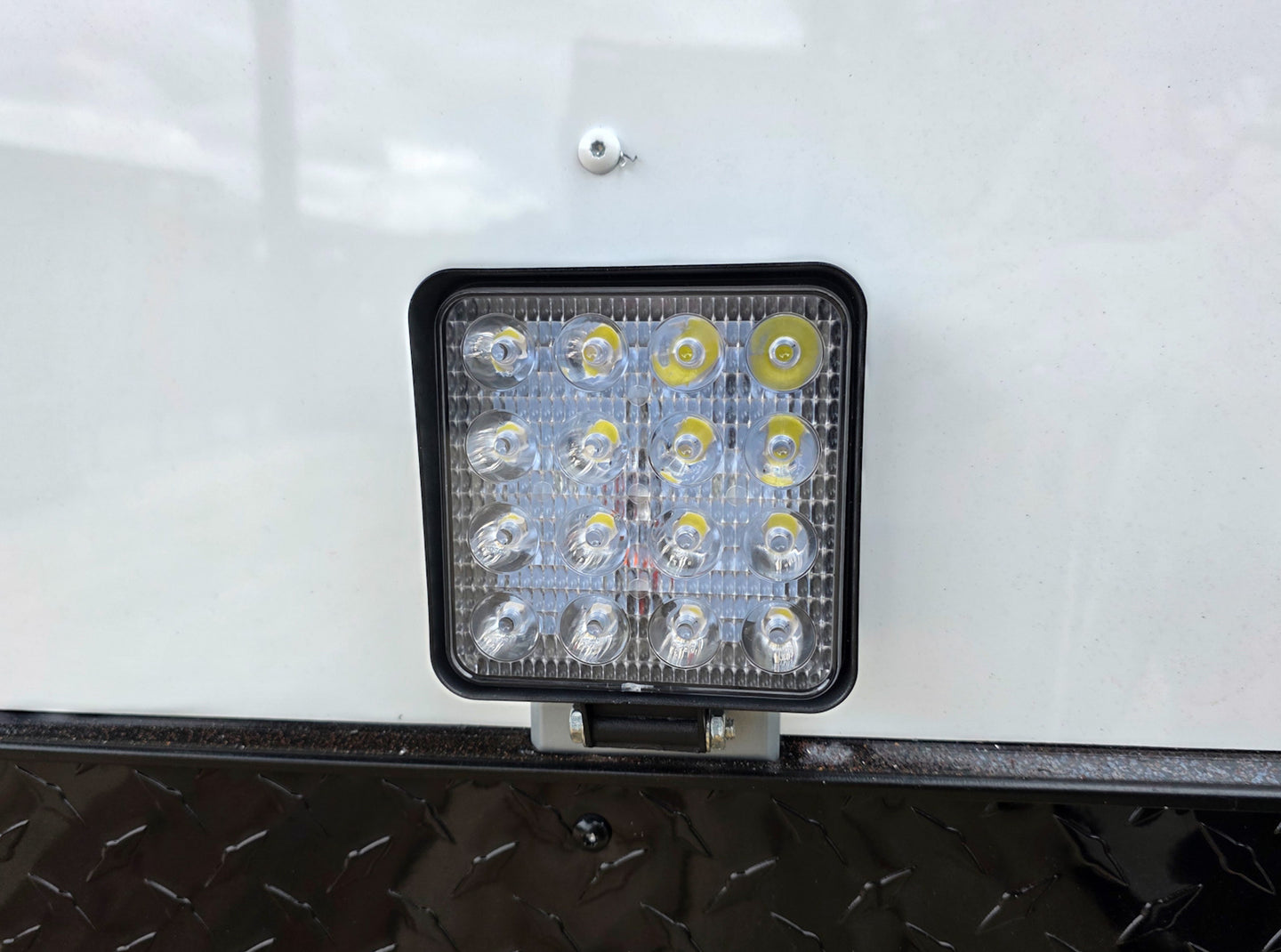 8.5x24 White Hybrid Trailer w/ Roof Covered Rear Deck 9' Interior (2) 7,000lb Axles Spot Light