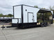 8.5x24 White Hybrid Trailer w/ Roof Covered Rear Deck 9' Interior (2) 7,000lb Axles Front Left Side 