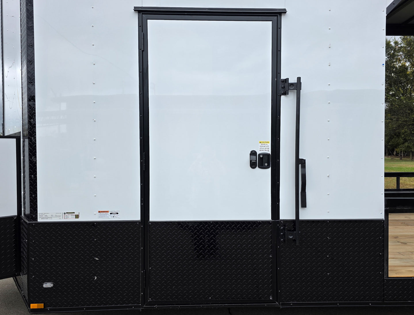 8.5x24 White Hybrid Trailer w/ Roof Covered Rear Deck 9' Interior (2) 7,000lb Axles Front Left Driver Side Door 