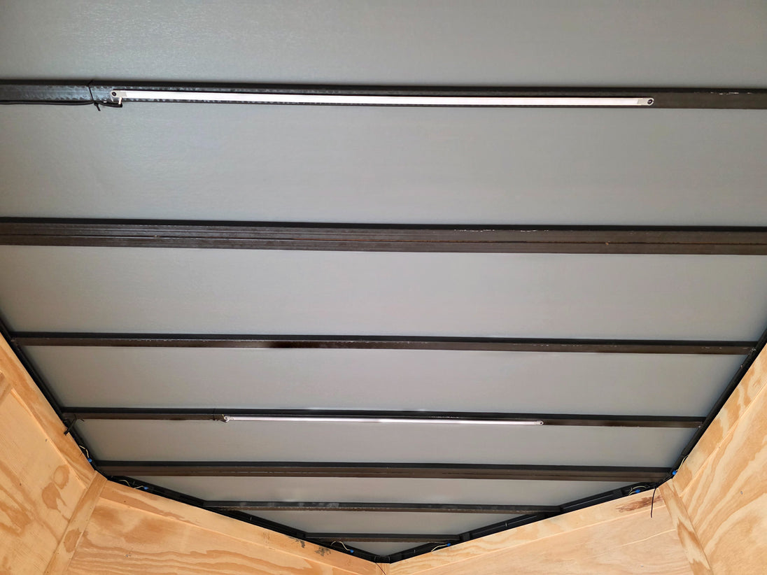 8.5x24 White Hybrid Trailer w/ Roof Covered Rear Deck 9' Interior (2) 7,000lb Axles LED Strip Lights