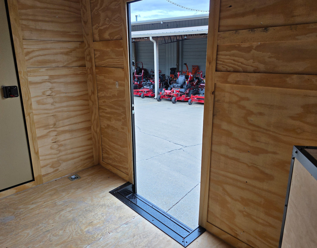 8.5x24 White Hybrid Trailer w/ Roof Covered Rear Deck 9' Interior (2) 7,000lb Axles Inside Driver Side Door 