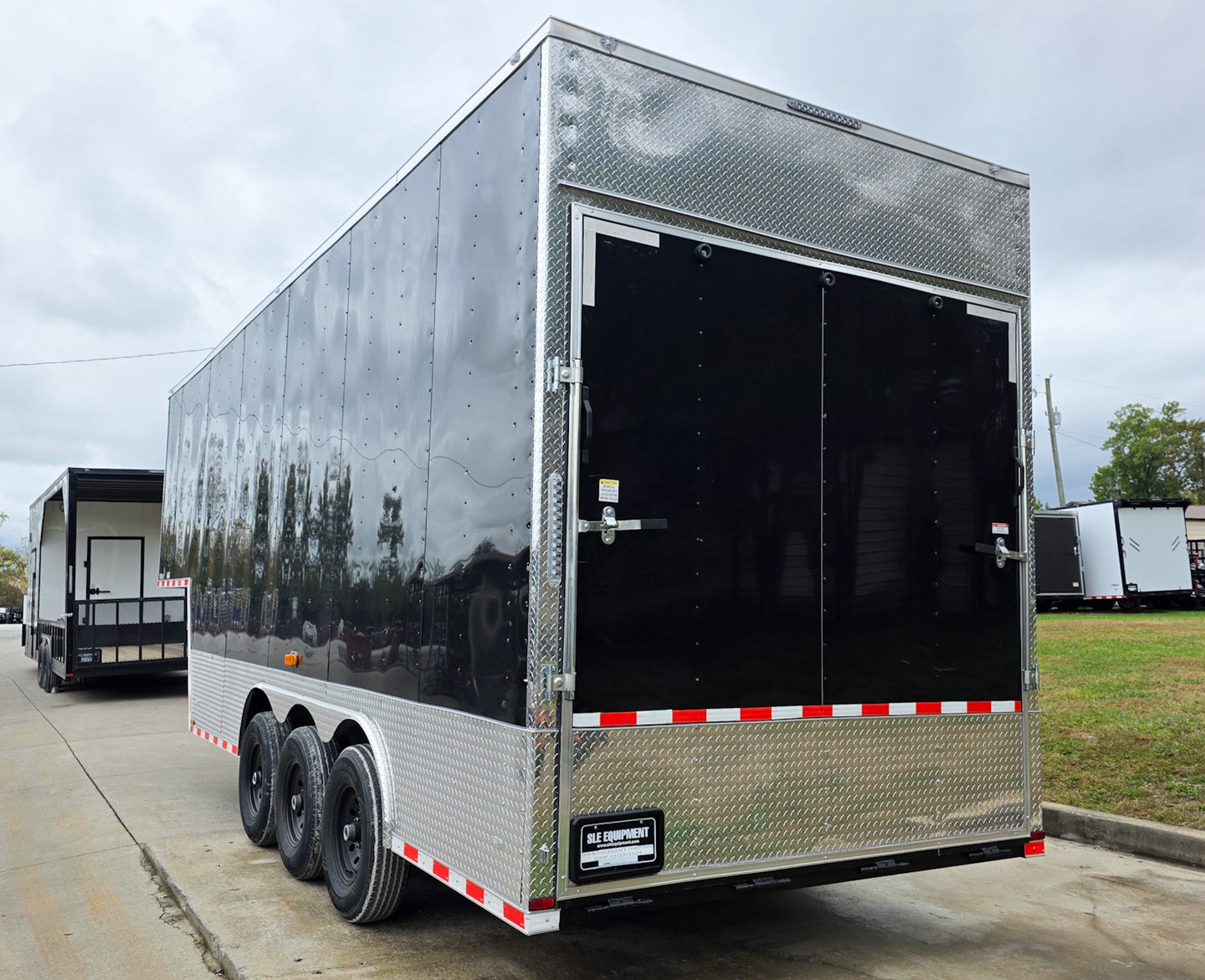 8.5X26 Gooseneck Enclosed Trailer with 9' Interior (3) 7,000lb Axles Rear Left Side Ramp Up