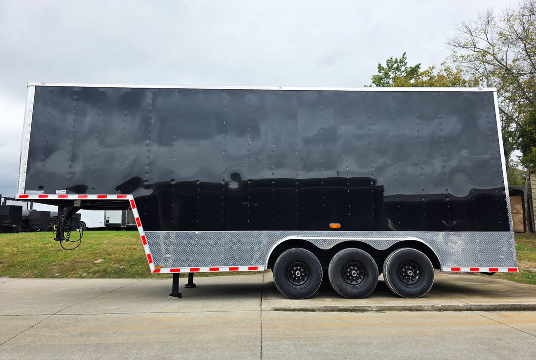 8.5X26 Gooseneck Enclosed Trailer with 9' Interior (3) 7,000lb Axles Left Side 