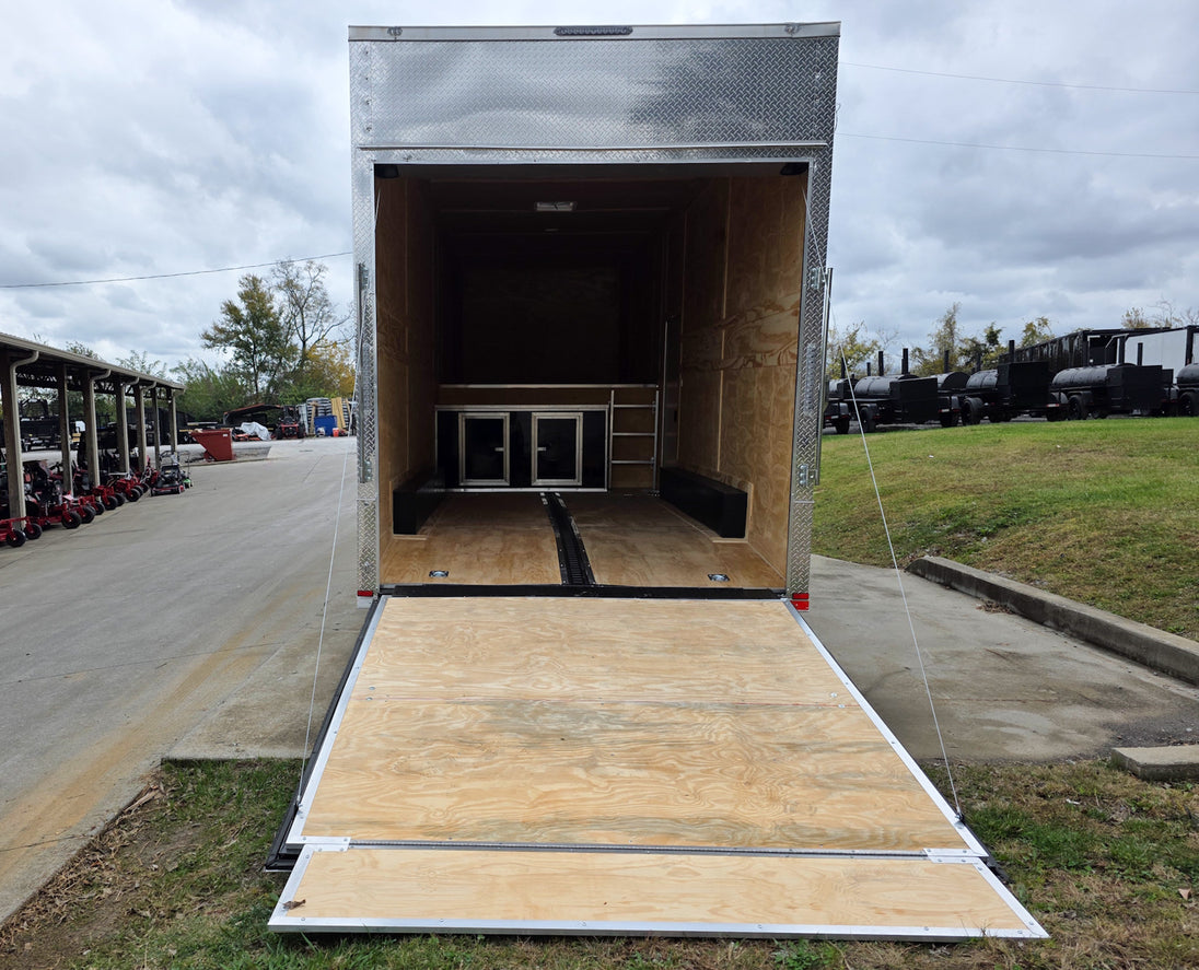 8.5X26 Gooseneck Enclosed Trailer with 9' Interior (3) 7,000lb Axles Rear Ramp Down