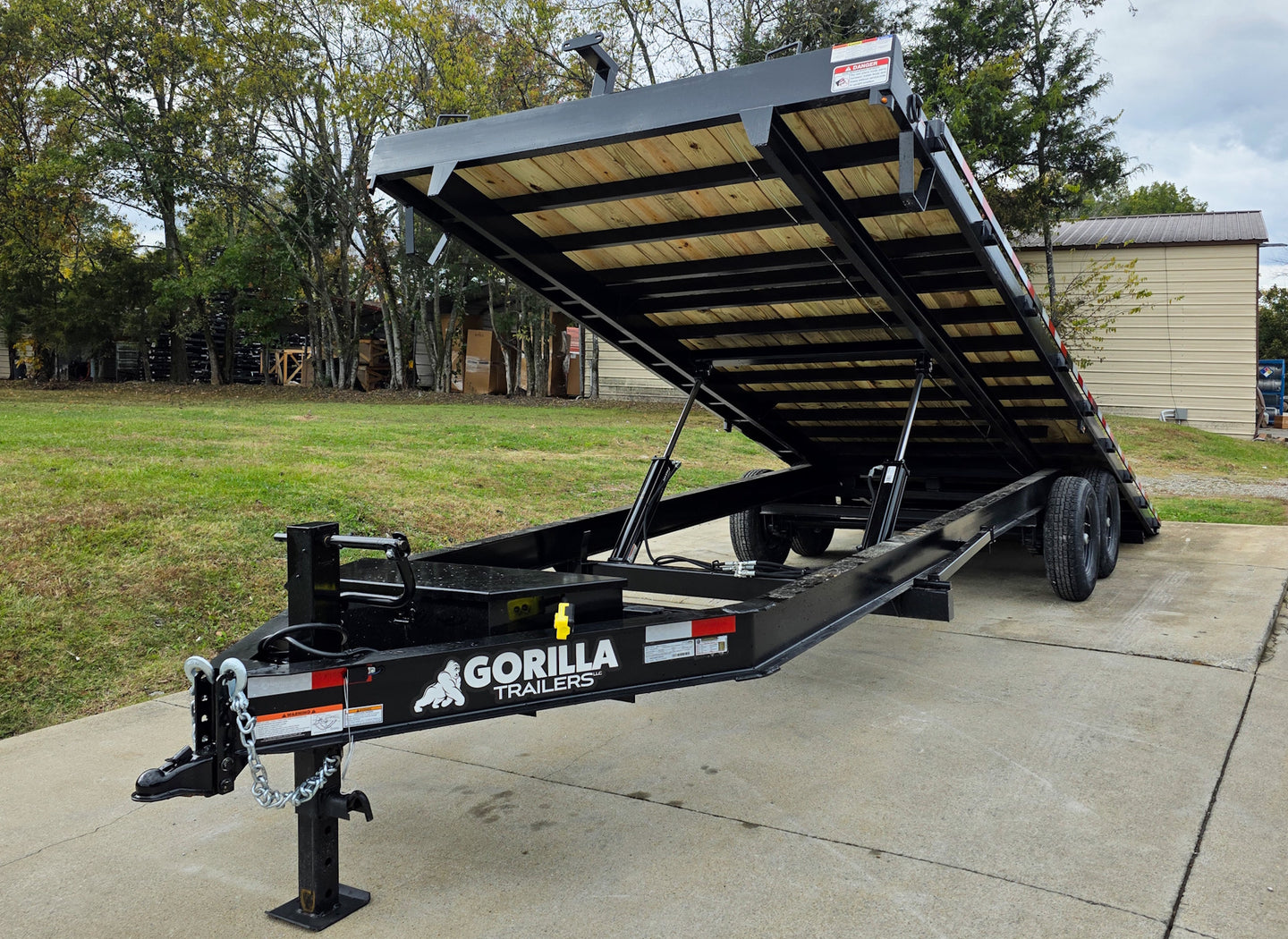 8.5x24 Deckover Tilt Trailer (2) 7,000K Axles Front Left Tilt Lifted 