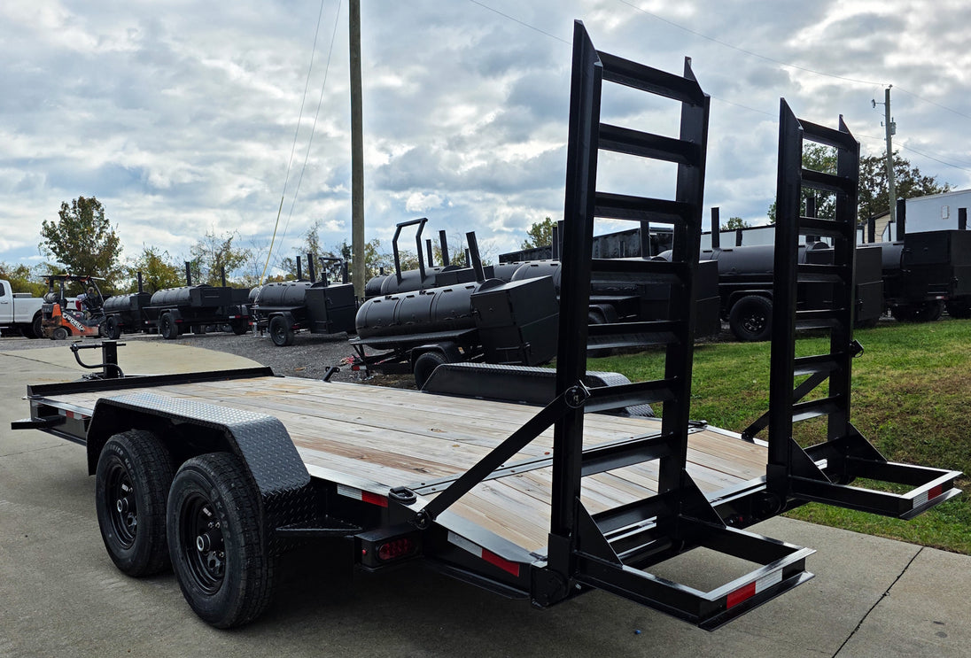7x16 I - Beam Equipment Skid Steer Trailer (2) 5200lb Axles with Stand - Up Ramps 10K GVWR - SLE Equipment - 4