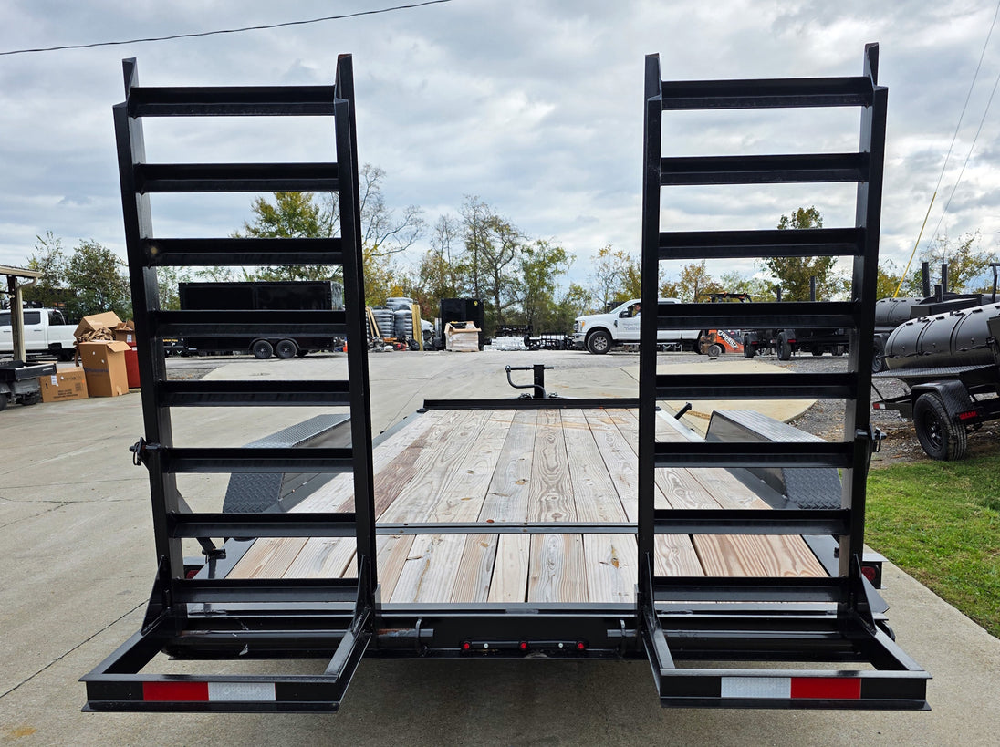7x16 I - Beam Equipment Skid Steer Trailer (2) 5200lb Axles with Stand - Up Ramps 10K GVWR - SLE Equipment - 5