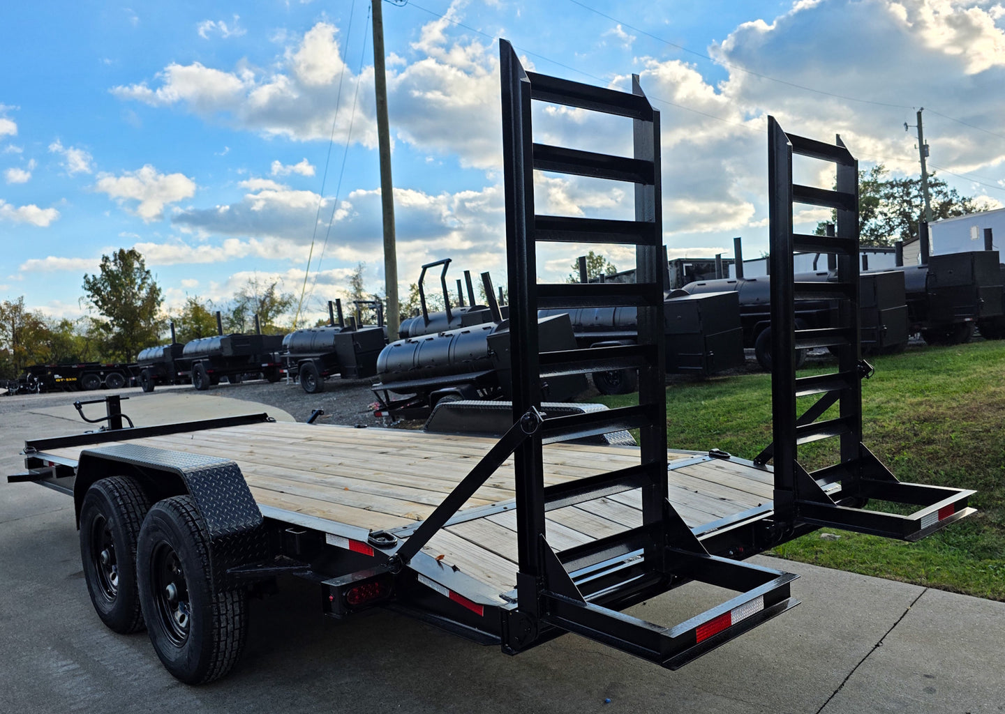 7x18 I - Beam Equipment Trailer (2) 7K Axles Stand - Up Ramps 14K GVWR - SLE Equipment - 9