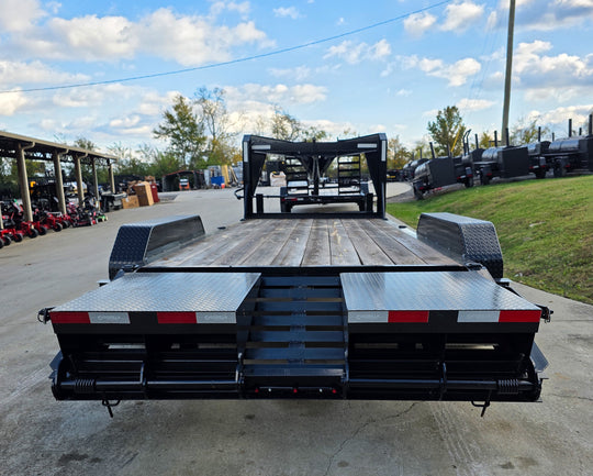 7x18 Gooseneck Equipment Trailer (2) 7K Axles King Kong Ramps 14k GVWR Rear Ramps Up