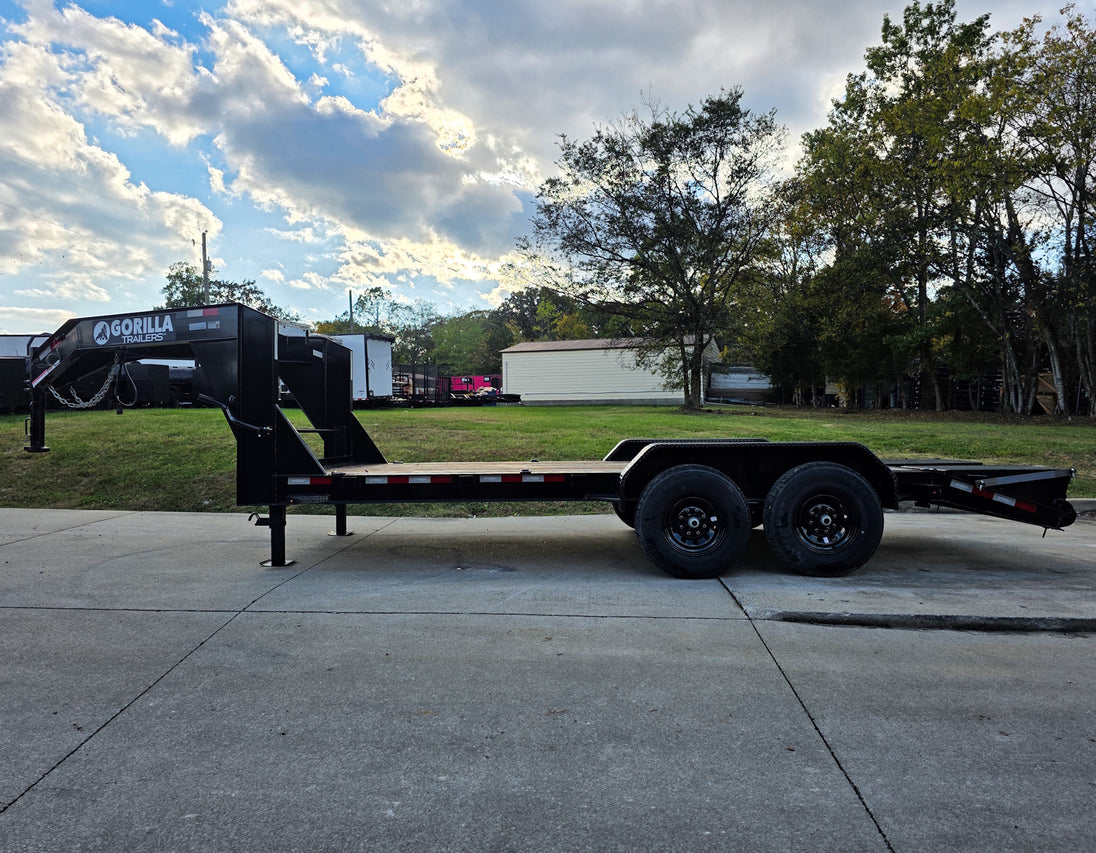 7x18 Gooseneck Equipment Trailer (2) 7K Axles King Kong Ramps 14k GVWR Left Side 