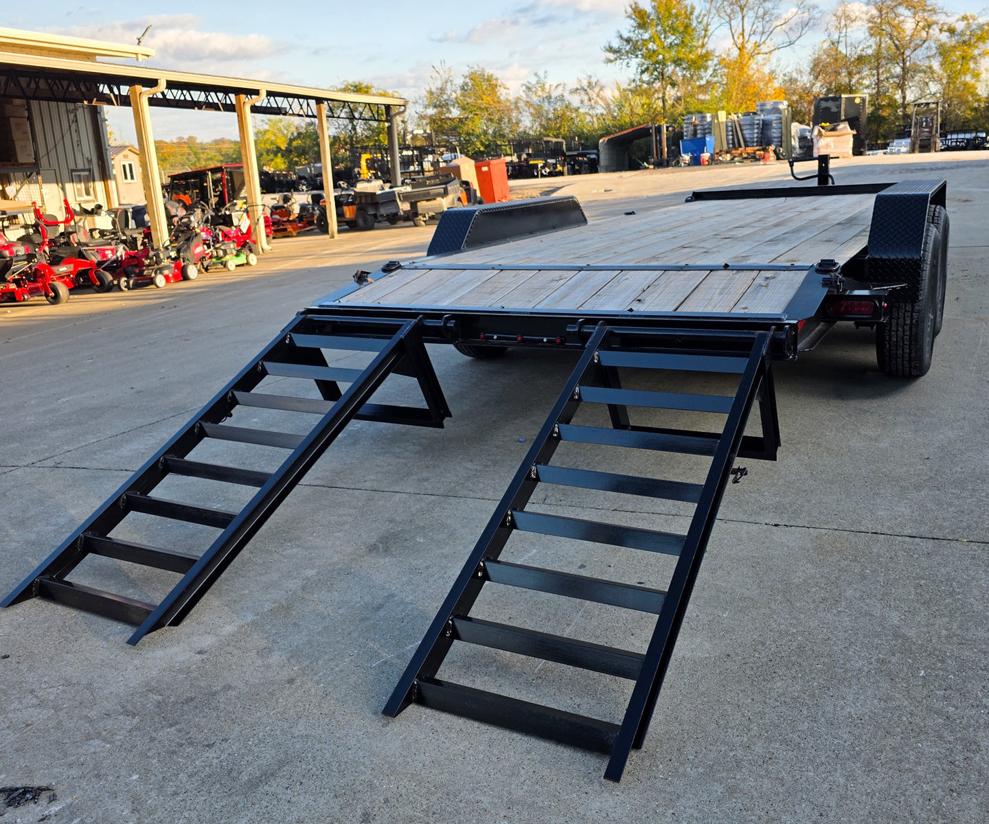 7x18 I - Beam Equipment Trailer (2) 7K Axles Stand - Up Ramps 14K GVWR - SLE Equipment - 10