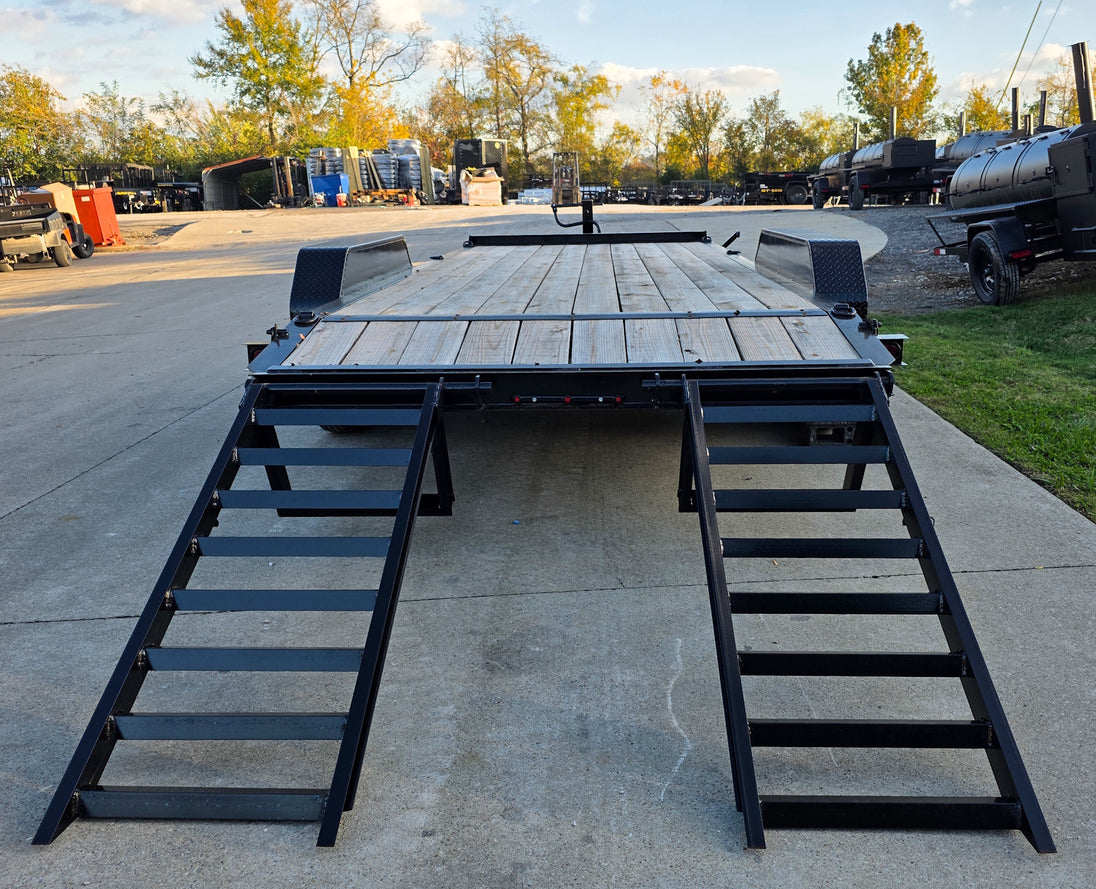 7x18 I - Beam Equipment Trailer (2) 7K Axles Stand - Up Ramps 14K GVWR - SLE Equipment - 11