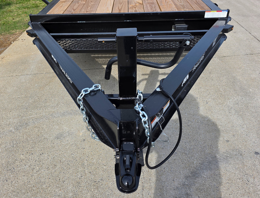 7x16 I - Beam Equipment Trailer with (2) 7K Axles with Stand Up Ramps 14K GVWR - SLE Equipment - 14