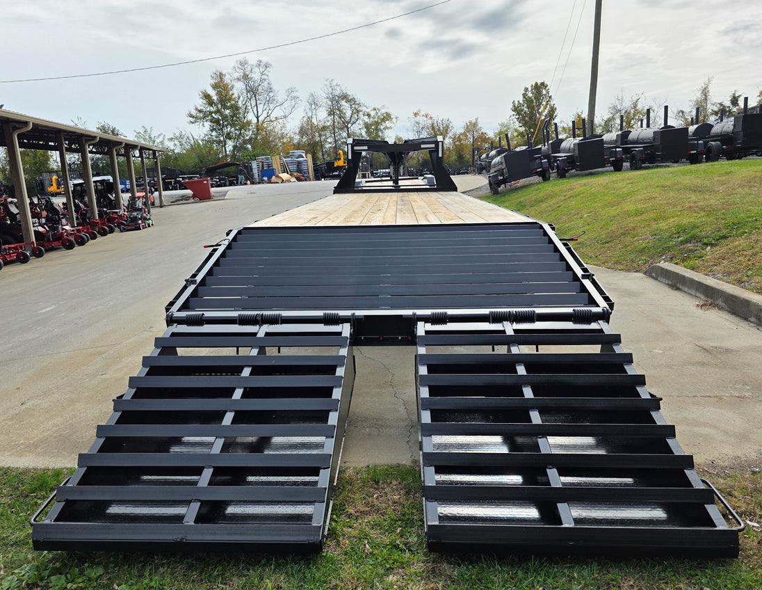 8.5x30 IBeam Gooseneck Deckover Trailer (2) 7K Axles King Kong Ramps 14K GVWR - SLE Equipment - 12