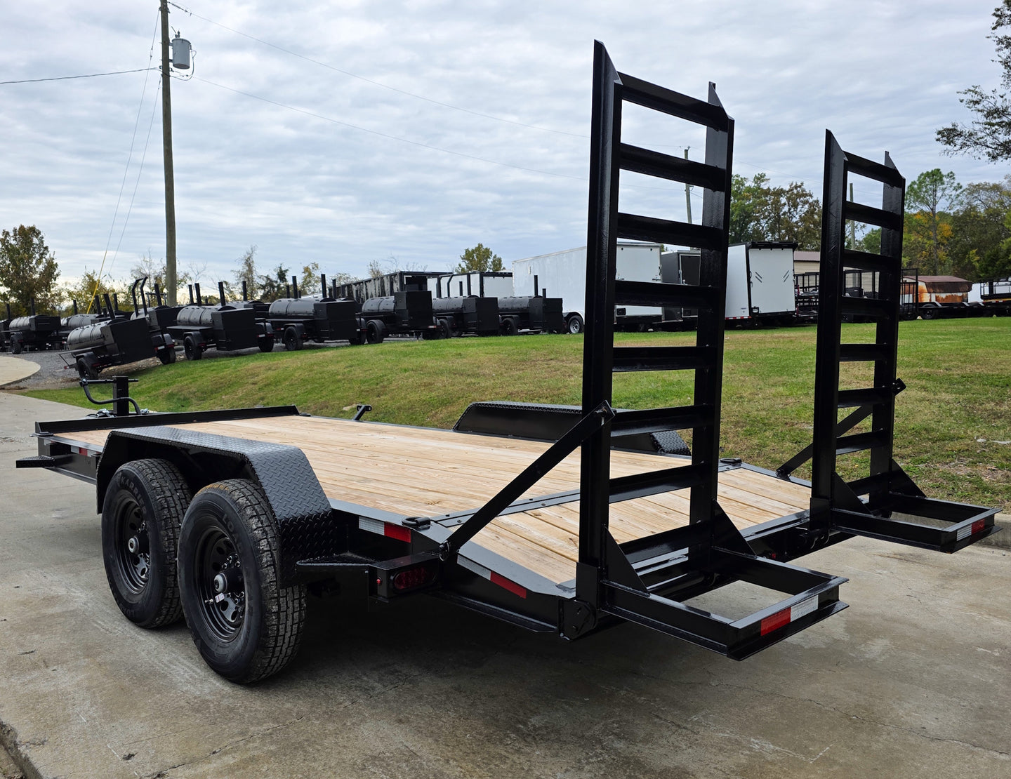 7x16 I - Beam Equipment Trailer with (2) 7K Axles with Stand Up Ramps 14K GVWR - SLE Equipment - 7