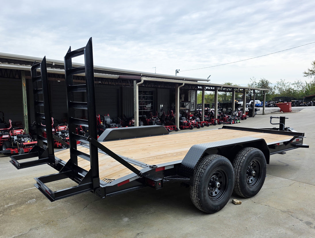 7x16 I - Beam Equipment Trailer with (2) 7K Axles with Stand Up Ramps 14K GVWR - SLE Equipment - 6