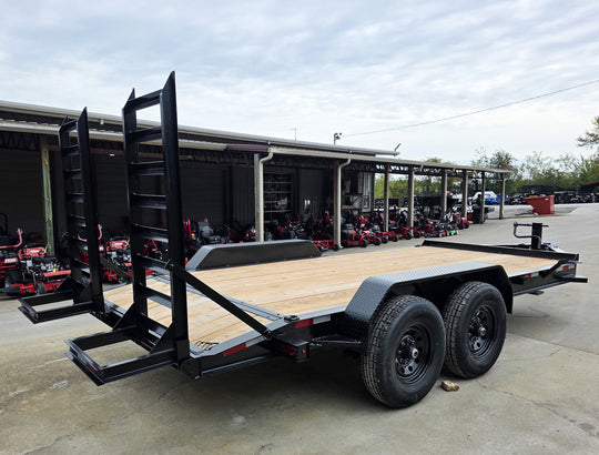 7x16 I - Beam Equipment Trailer with (2) 7K Axles with Stand Up Ramps 14K GVWR - SLE Equipment - 6