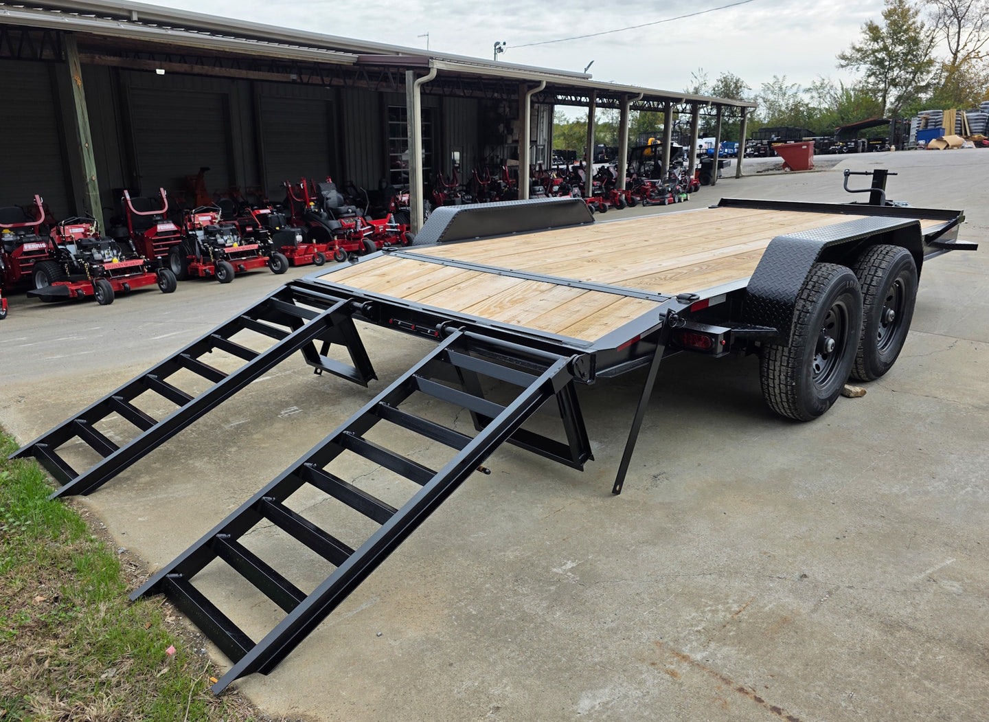 7x16 I - Beam Equipment Trailer with (2) 7K Axles with Stand Up Ramps 14K GVWR - SLE Equipment - 11