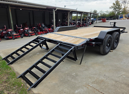7x16 I - Beam Equipment Trailer with (2) 7K Axles with Stand Up Ramps 14K GVWR - SLE Equipment - 11