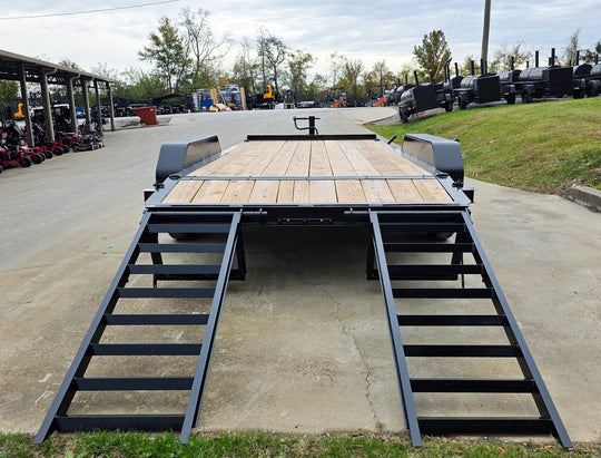 7x16 I - Beam Equipment Trailer with (2) 7K Axles with Stand Up Ramps 14K GVWR - SLE Equipment - 12