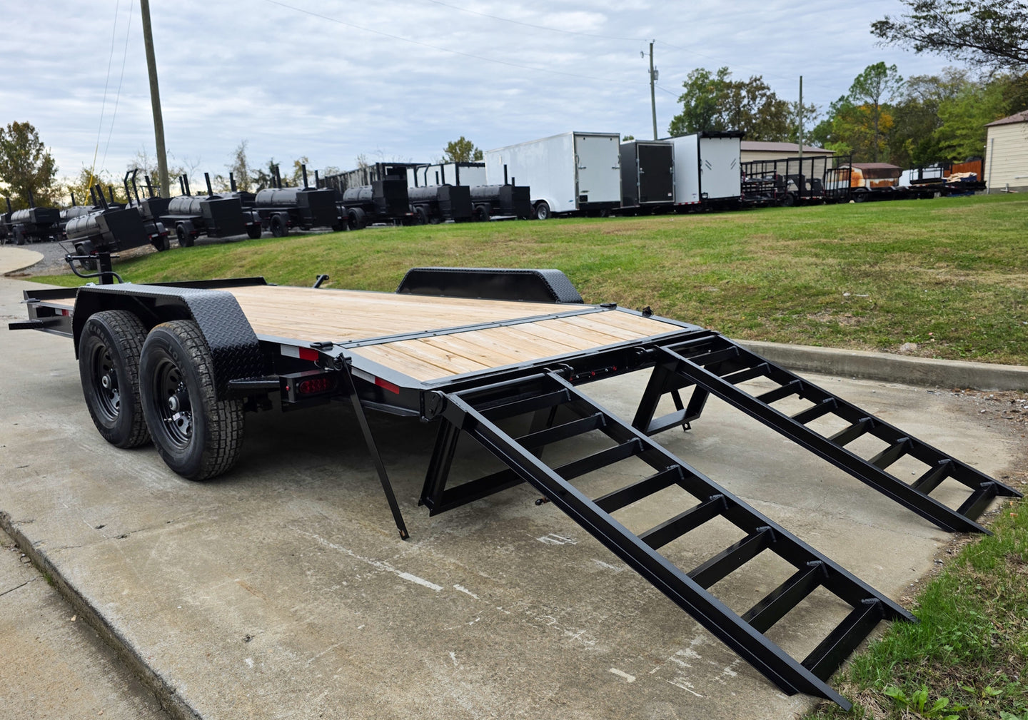7x16 I - Beam Equipment Trailer with (2) 7K Axles with Stand Up Ramps 14K GVWR - SLE Equipment - 13