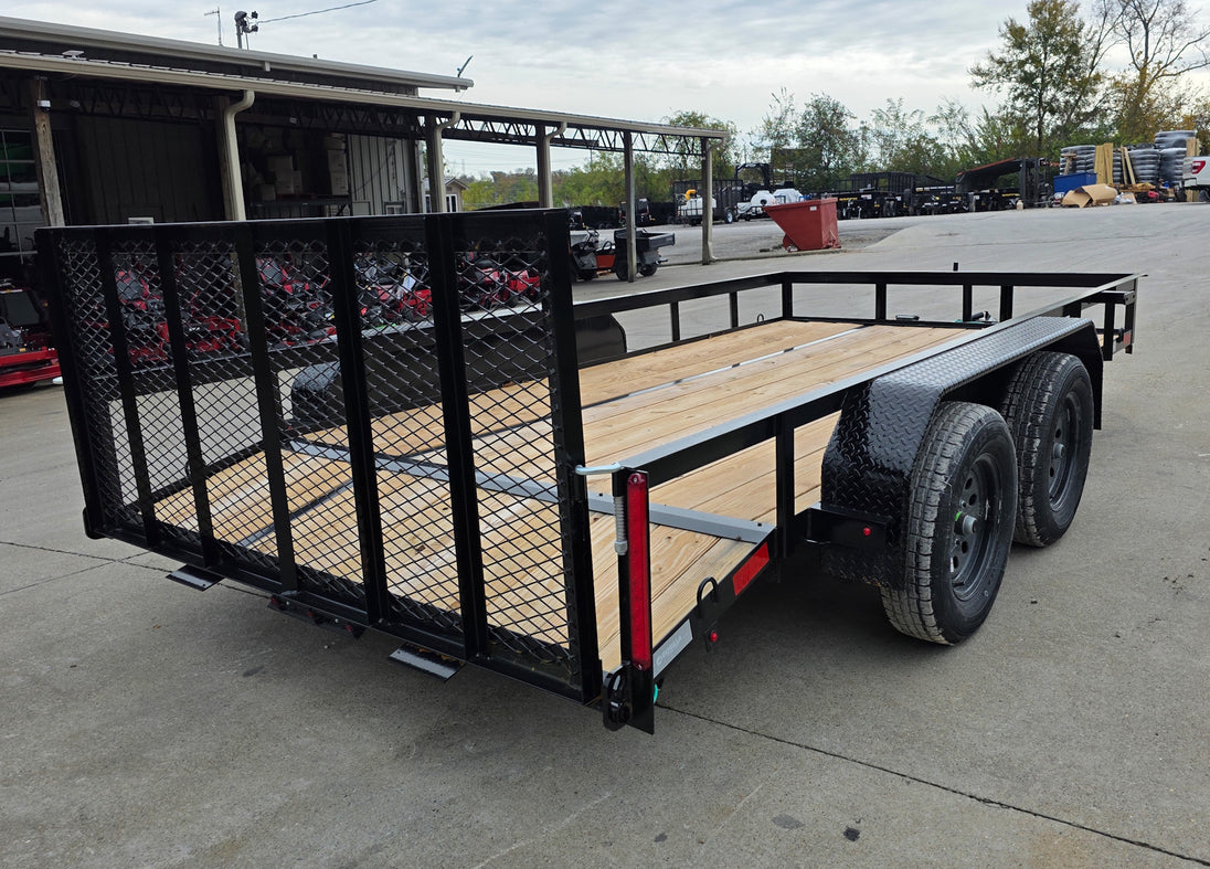 7x14 Dovetail Utility Trailer Powder Coated With Gate (2) 3500lb Axles 7K GVWR - SLE Equipment - 7