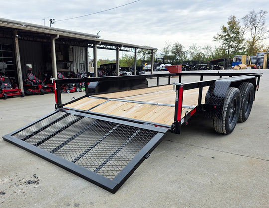 7x14 Dovetail Utility Trailer Powder Coated With Gate (2) 3500lb Axles 7K GVWR - SLE Equipment - 12
