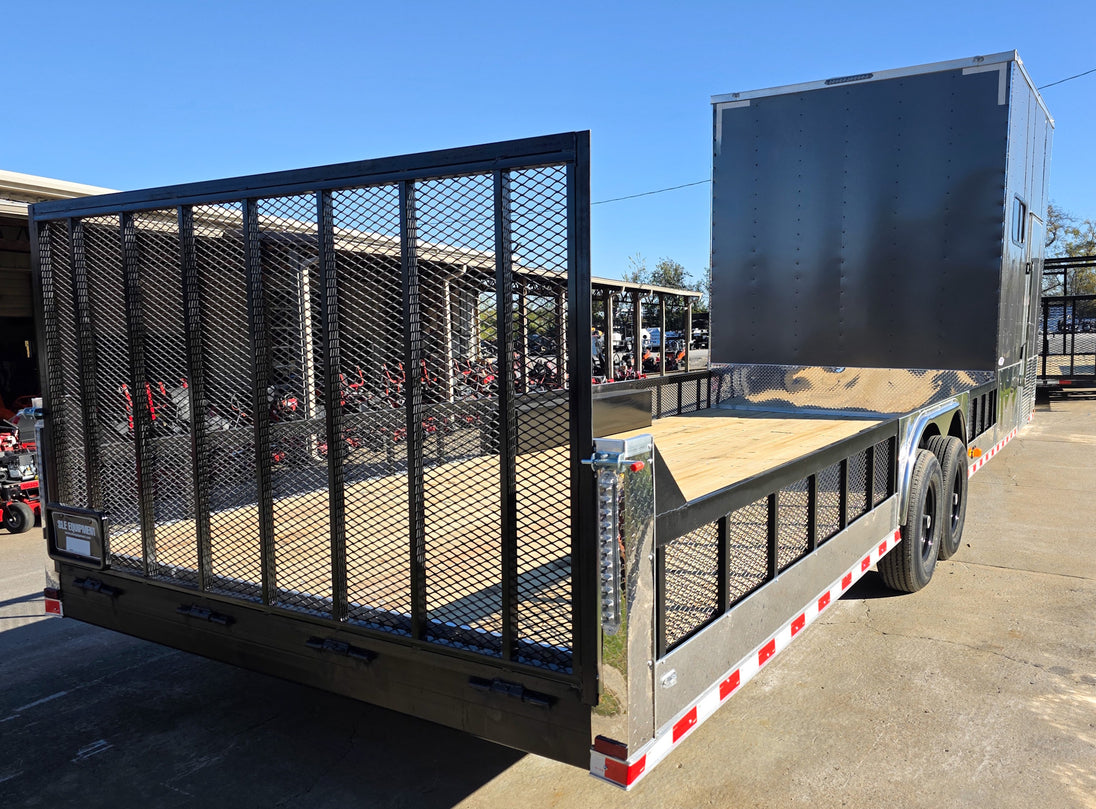 8.5x30 Charcoal V-Nose Hybrid 9.5 Interior (2) 7000LB Axles Right Rear Gate Up