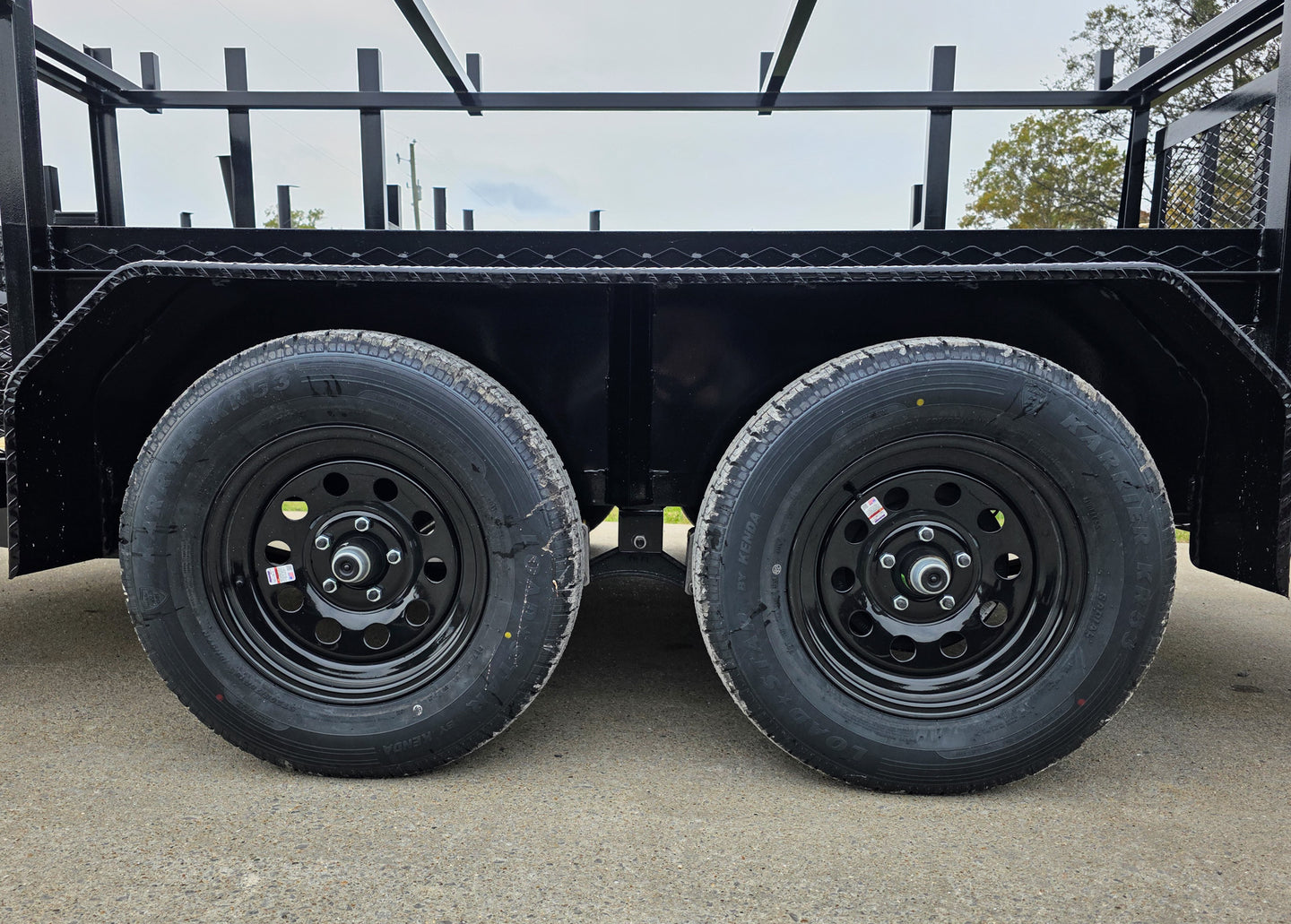 7x12 Straight Deck Utility Trailer 4ft Ladder Racks with 1.5 FT Mesh (2) 3500lb Axle Tires