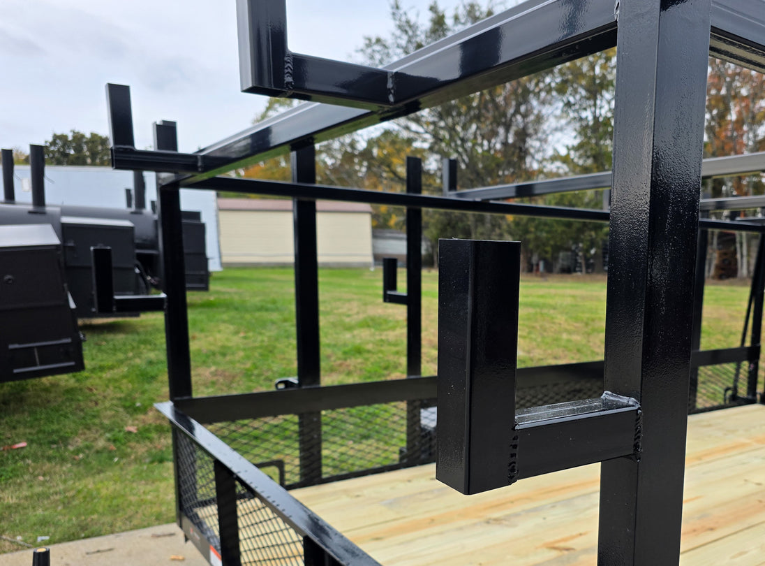 7x12 Straight Deck Utility Trailer 4ft Ladder Racks with 1.5 FT Mesh (2) 3500lb Axle Ladder Racks 