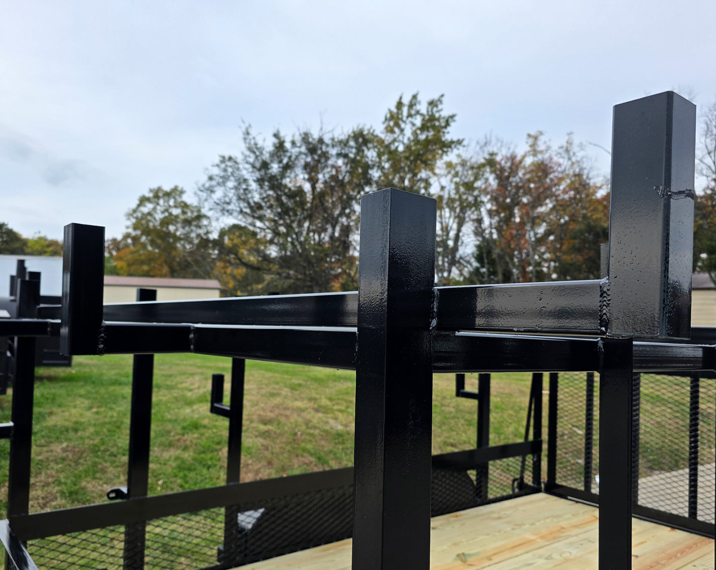 7x12 Straight Deck Utility Trailer 4ft Ladder Racks with 1.5 FT Mesh (2) 3500lb Axle Ladder Racks 