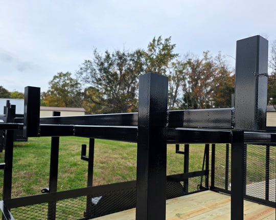 7x12 Straight Deck Utility Trailer 4ft Ladder Racks with 1.5 FT Mesh (2) 3500lb Axle Ladder Racks 