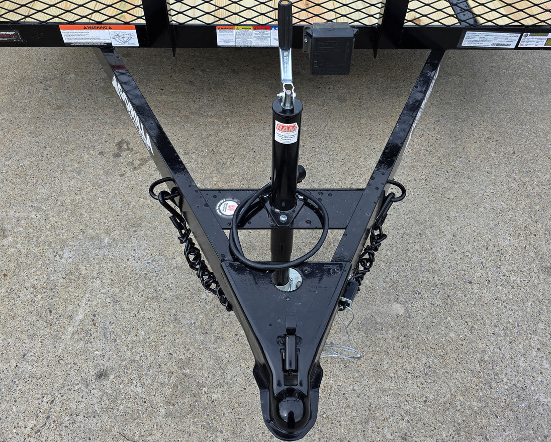 7x12 Straight Deck Utility Trailer 4ft Ladder Racks with 1.5 FT Mesh (2) 3500lb Axle Jack