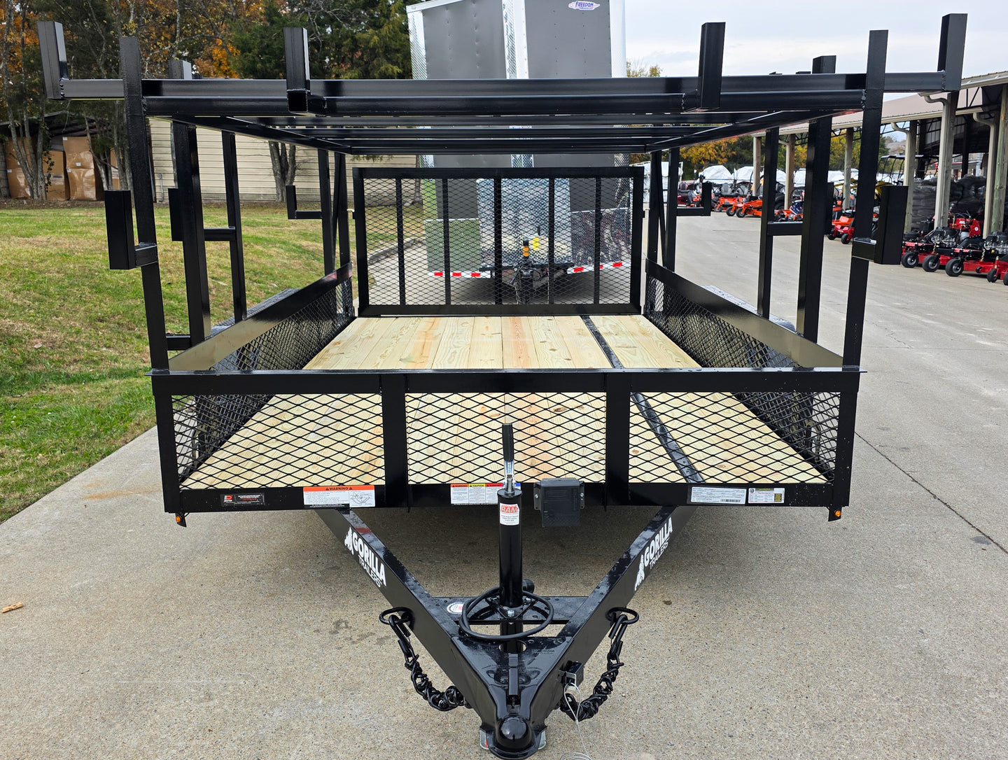 7x12 Straight Deck Utility Trailer 4ft Ladder Racks with 1.5 FT Mesh (2) 3500lb Axle Front 