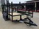 7x12 Straight Deck Utility Trailer 4ft Ladder Racks with 1.5 FT Mesh (2) 3500lb Axle Front Right 