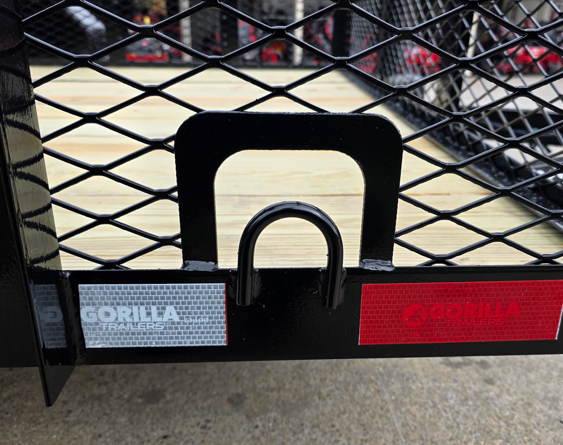 7x12 Straight Deck Utility Trailer 4ft Ladder Racks with 1.5 FT Mesh (2) 3500lb Axle Tie Down