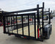 7x12 Straight Deck Utility Trailer 4ft Ladder Racks with 1.5 FT Mesh (2) 3500lb Axle Rear Right Gate Up
