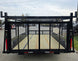 7x12 Straight Deck Utility Trailer 4ft Ladder Racks with 1.5 FT Mesh (2) 3500lb Axle Rear Gate Up