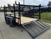 7x12 Straight Deck Utility Trailer 4ft Ladder Racks with 1.5 FT Mesh (2) 3500lb Axle Left Side Rear Gate Open
