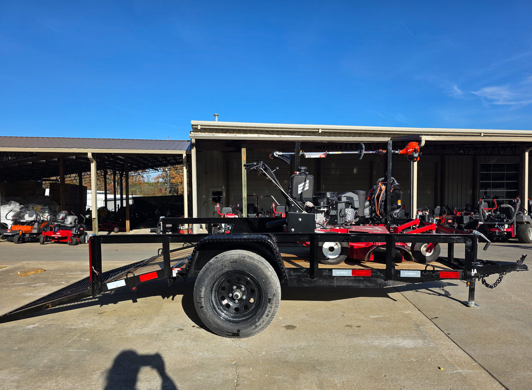 Encore EW32FS481V 32" Stand On Zero Turn Mower Handheld Utility with Racks Package Right Side Gate Down