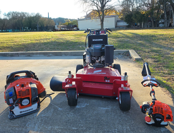 Encore EW32FS481V 32" Stand On Zero Turn Mower Handheld Package Front 