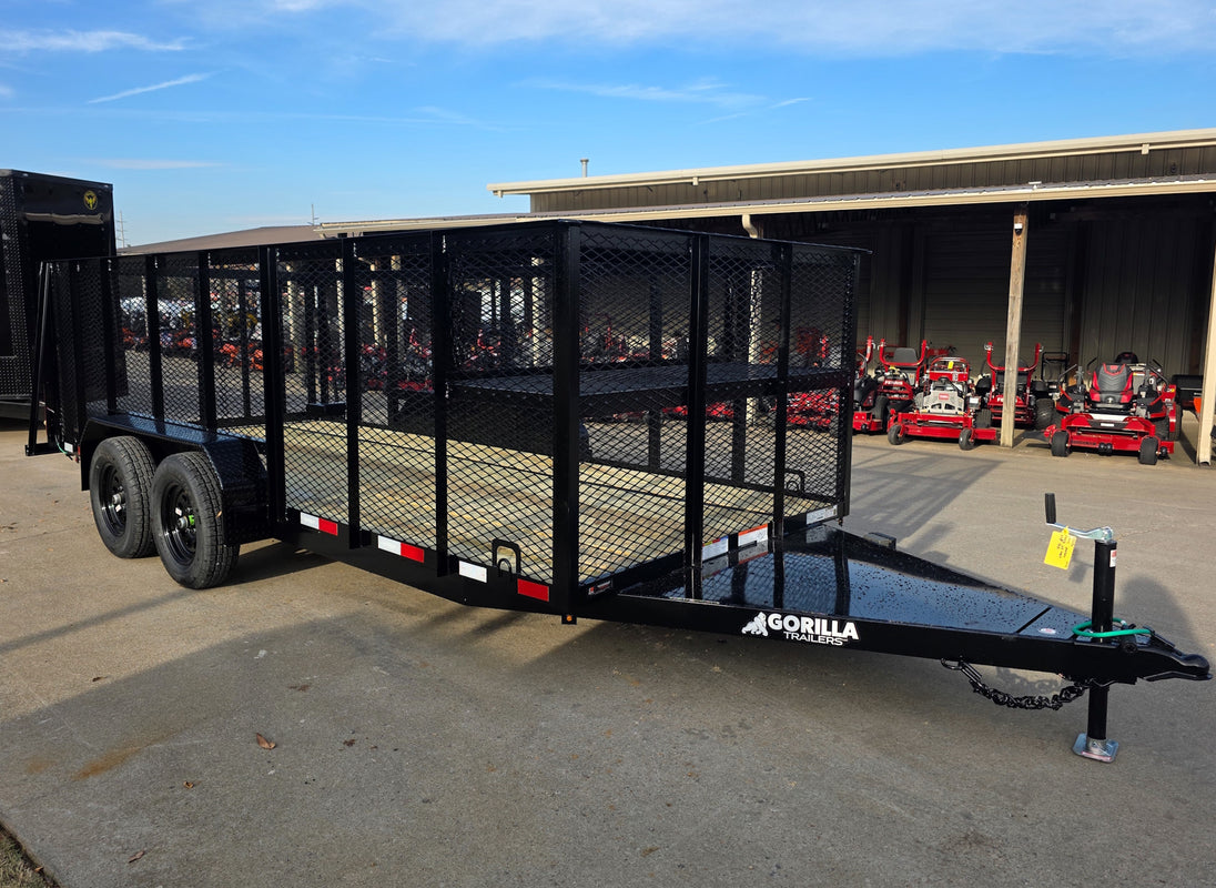 6.4x16 Utility Trailer Straight Deck 4ft Mesh Sides with Basket (2) 3,500lb Axles - SLE Equipment - 2