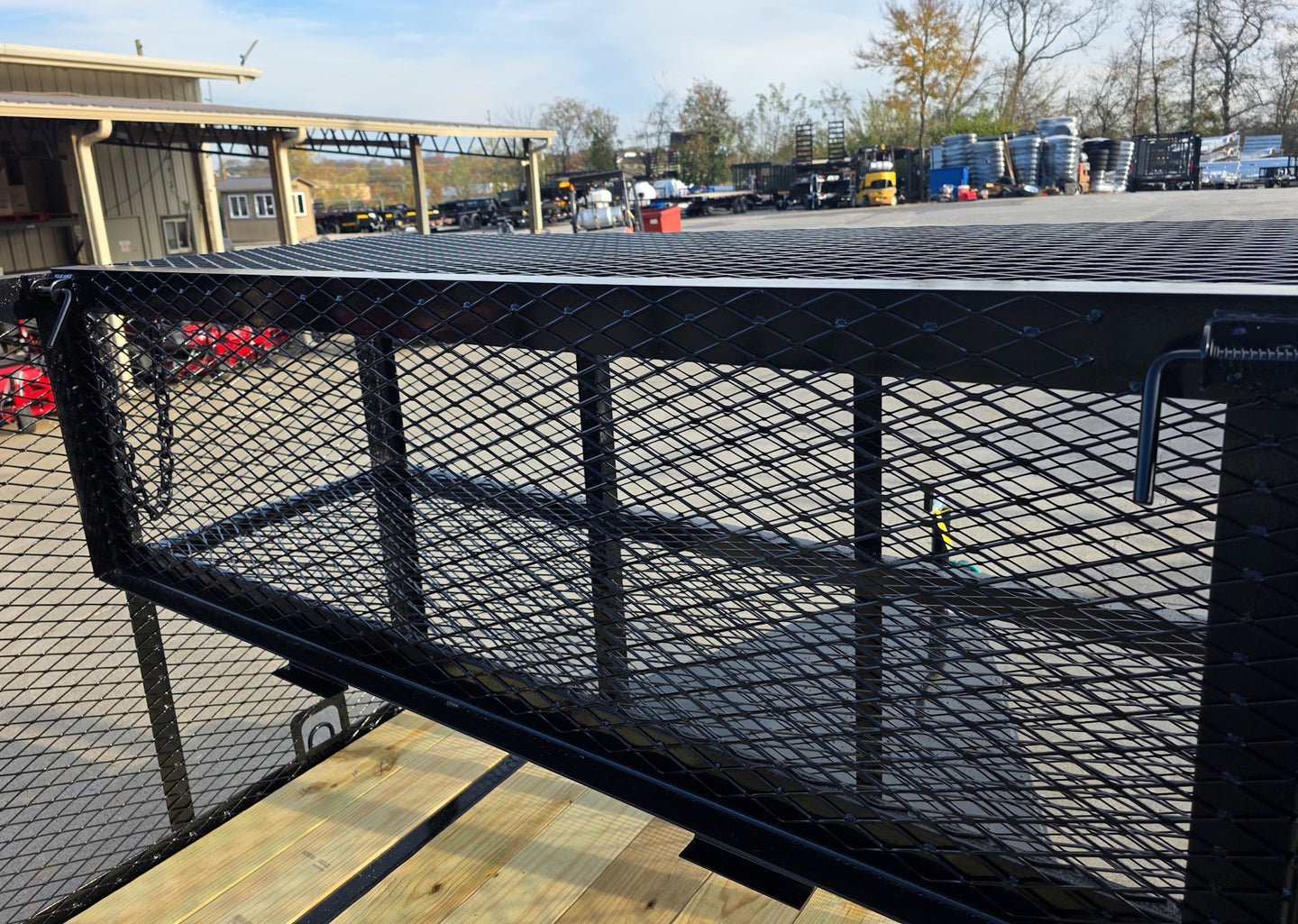 6.4x16 Utility Trailer Straight Deck 4ft Mesh Sides with Basket (2) 3,500lb Axles - SLE Equipment - 13