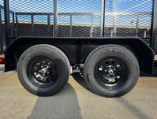 6.4x16 Utility Trailer Straight Deck 4ft Mesh Sides with Basket (2) 3,500lb Axles - SLE Equipment - 21