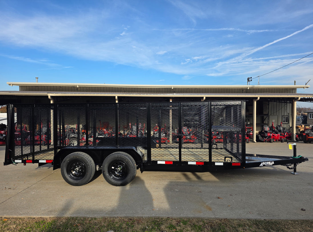 6.4x16 Utility Trailer Straight Deck 4ft Mesh Sides with Basket (2) 3,500lb Axles - SLE Equipment - 5