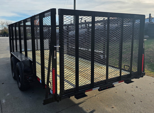 6.4x16 Utility Trailer Straight Deck 4ft Mesh Sides with Basket (2) 3,500lb Axles - SLE Equipment - 8