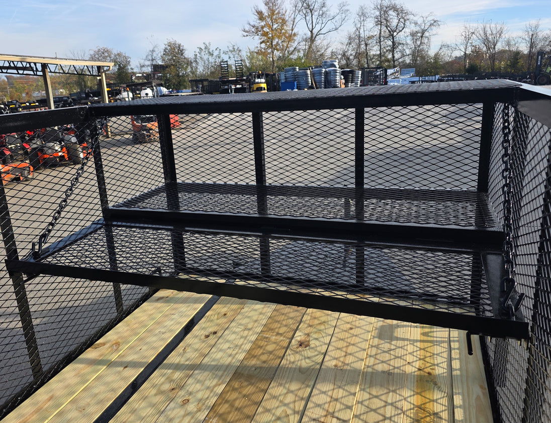 6.4x16 Utility Trailer Straight Deck 4ft Mesh Sides with Basket (2) 3,500lb Axles - SLE Equipment - 11