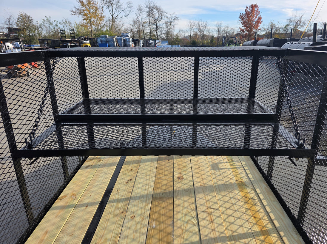 6.4x16 Utility Trailer Straight Deck 4ft Mesh Sides with Basket (2) 3,500lb Axles - SLE Equipment - 12